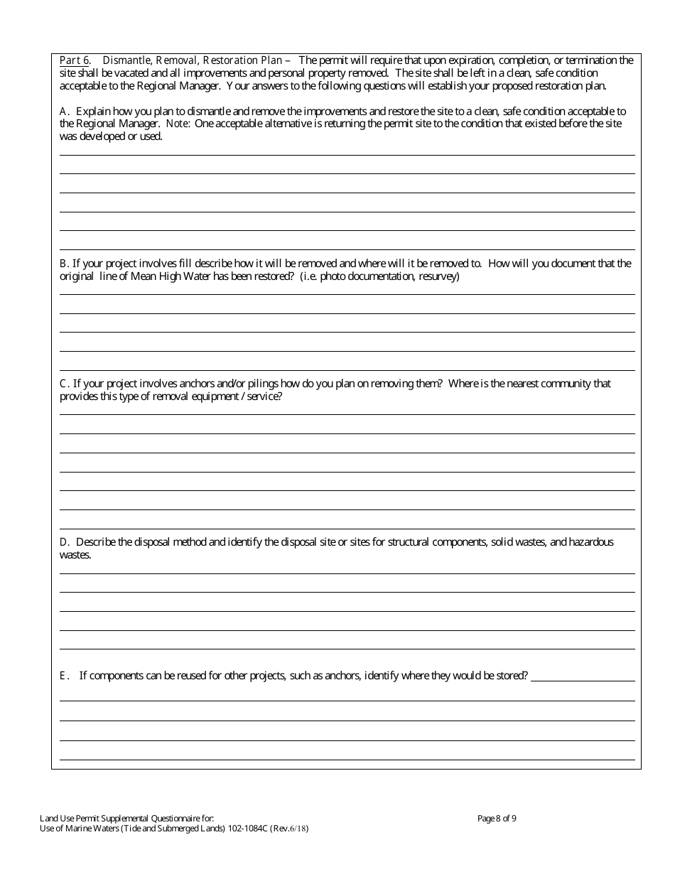 Form 102-1084A Land Use Permit Application - Alaska, Page 20
