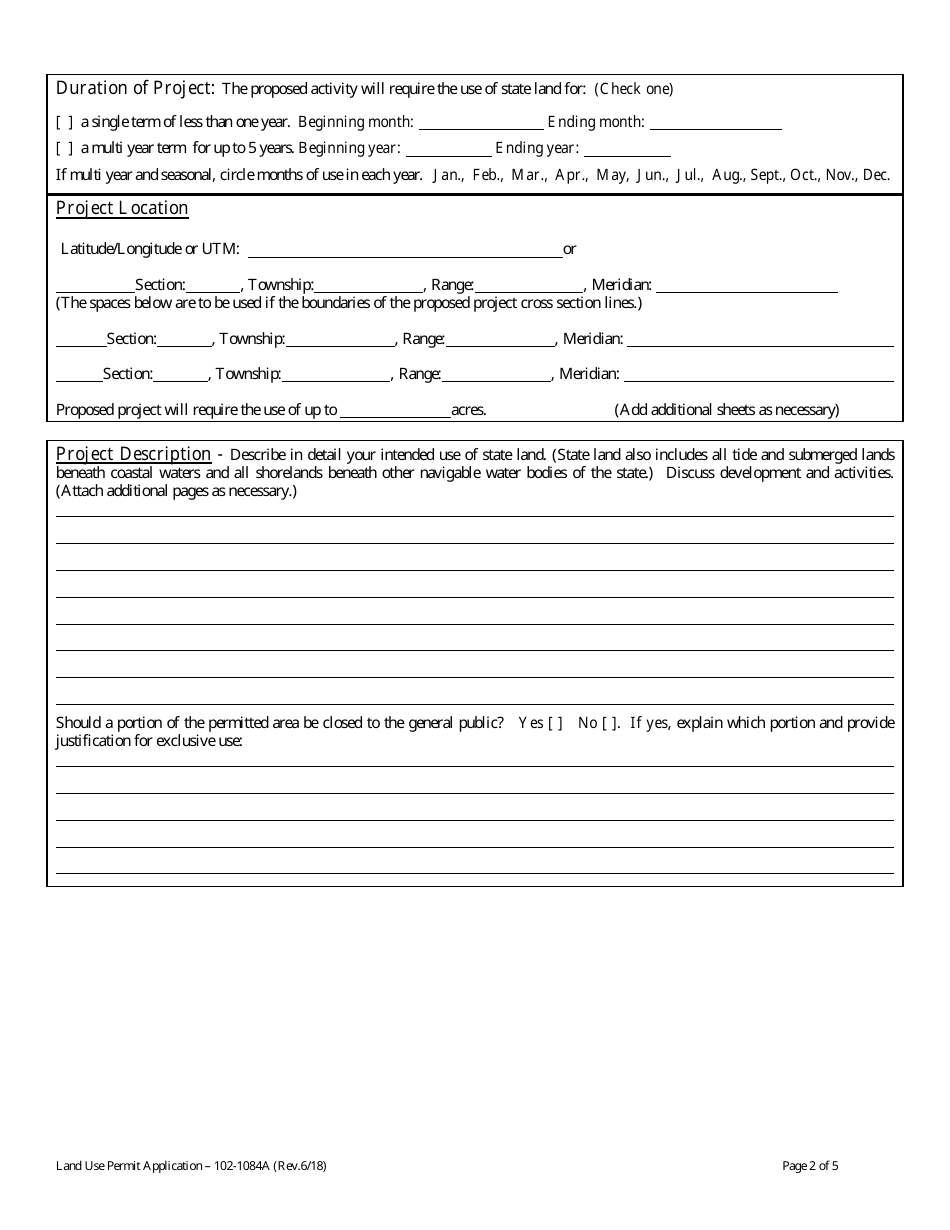 Form 102-1084A Land Use Permit Application - Alaska, Page 4
