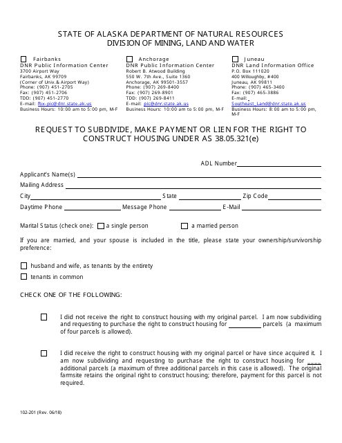 Form 102-201  Printable Pdf