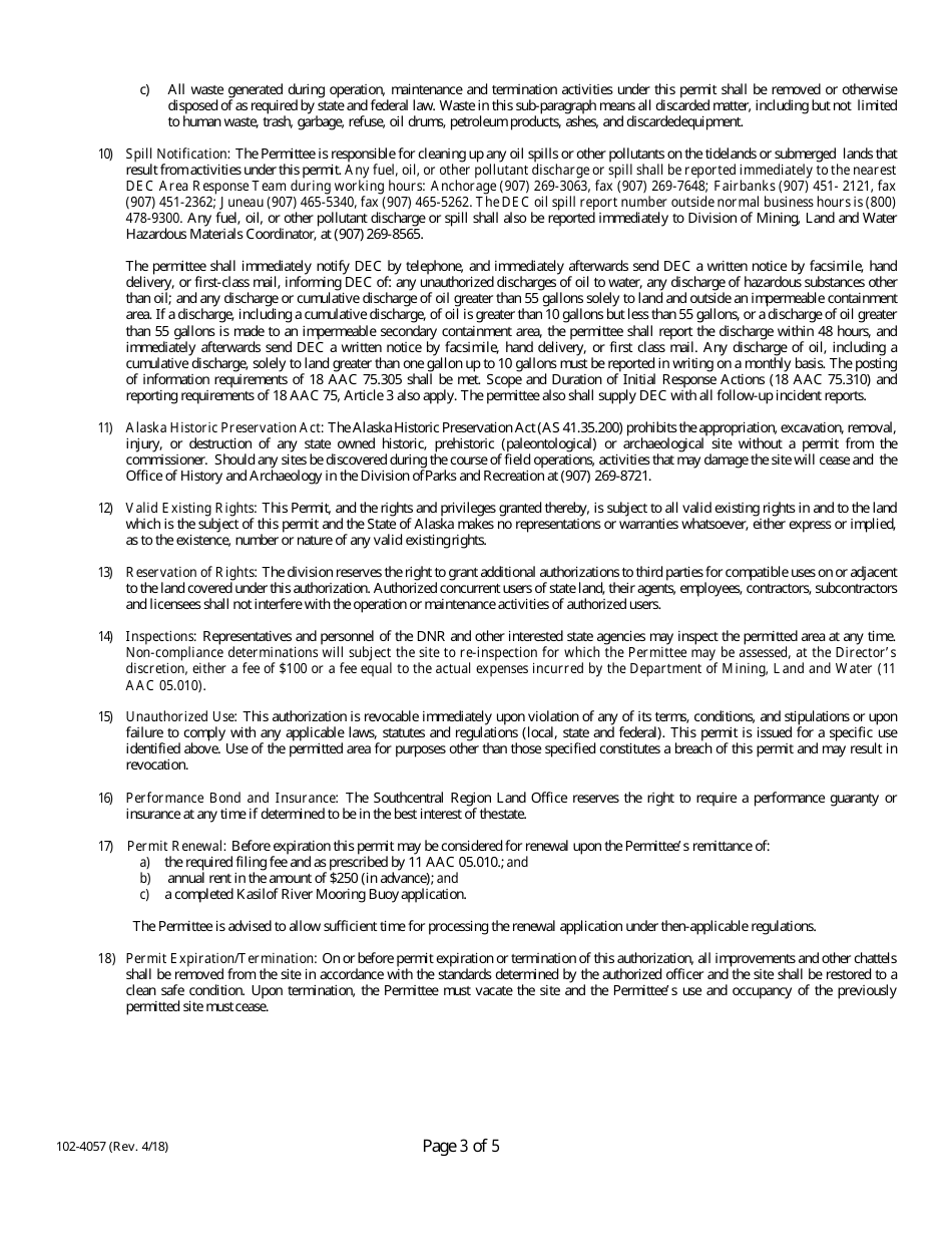Form 102-4057 Kasilof River Mooring Buoy-General Permit - Alaska, Page 4