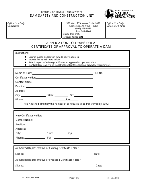 Form 102-4070  Printable Pdf
