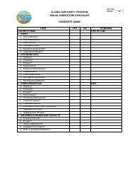Visual Inspection Checklist - Alaska Dam Safety Program - Alaska, Page 8