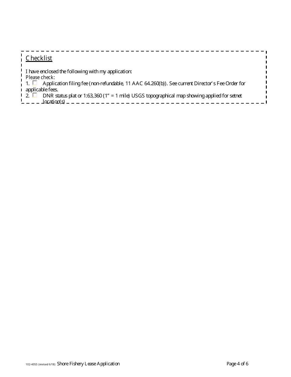 Form 102-4055 Shore Fishery Lease Application / Amendments to Existing Leases - Alaska, Page 4