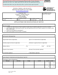 Form 102-1151 Application for Reservation of Water - Alaska