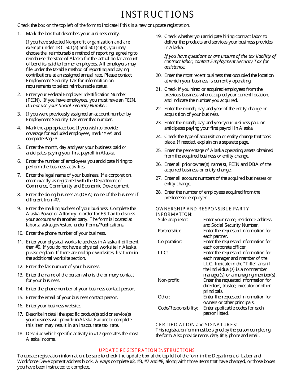 Form TREG Alaska Employer Registration Form - Alaska, Page 2