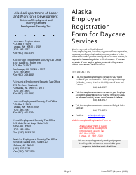 Form TREG (DAYCARE) Alaska Employer Registration Form for Daycare Services - Alaska