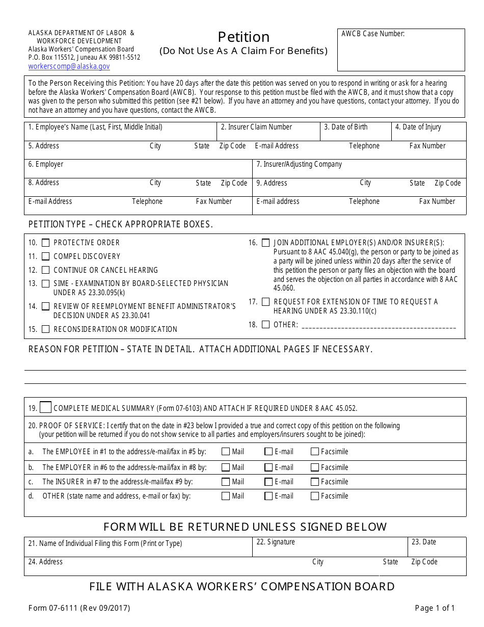 Form 07-6111 Petition - Alaska, Page 1
