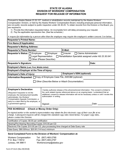 Form 07-6121 Request for Release of Information - Alaska