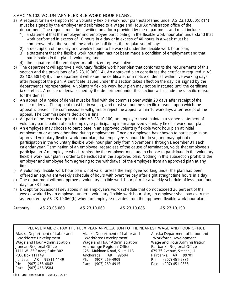 Alaska flexible work hour plan fill out sign online and download pdf