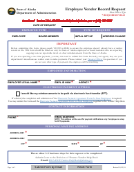 Document preview: Employee Vendor Record Request Form - Alaska
