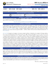 Document preview: Iris Access Affidavit Form - Alaska