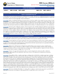 Iris Access Affidavit Form - Alaska, Page 2