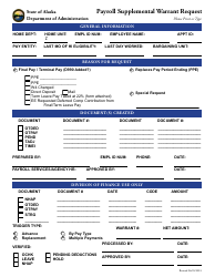 Document preview: Payroll Supplemental Warrant Request Form - Alaska