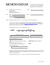 Document preview: W-2 Request for Duplicate Tax Form - Alaska