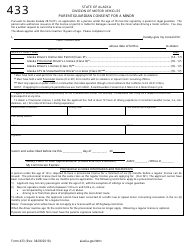 Document preview: Form 433 Parent/Guardian Consent for a Minor - Alaska