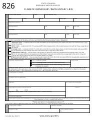Form 826 Claim of Ownership / Involuntary Lien - Alaska