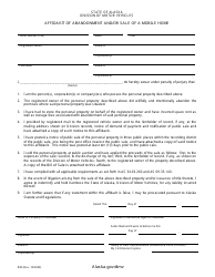 Form 838 &quot;Affidavit of Abandonment and/or Sale of a Mobile Home&quot; - Alaska
