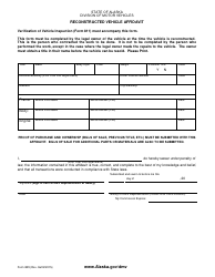 Form 829 &quot;Reconstructed Vehicle Affidavit&quot; - Alaska