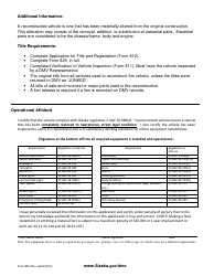 Form 829 Reconstructed Vehicle Affidavit - Alaska, Page 2