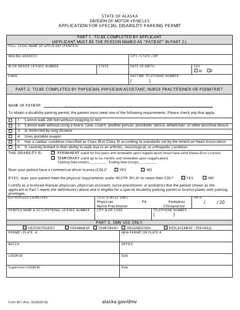 Form 861  Printable Pdf