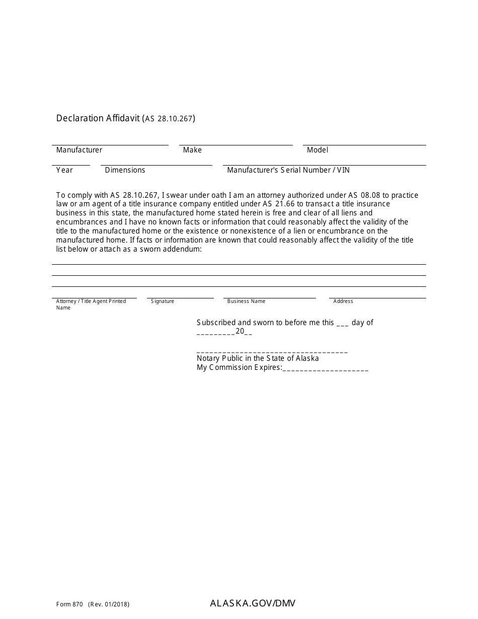 Form 870 Application for Manufactured Home - Alaska, Page 4