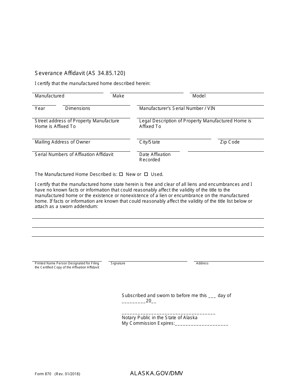 Form 870 Application for Manufactured Home - Alaska, Page 6