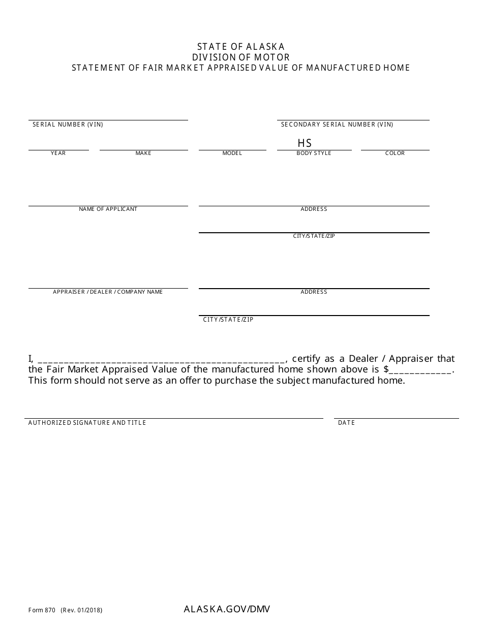 Form 870 Application for Manufactured Home - Alaska, Page 9