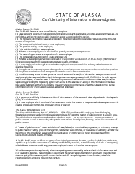 Confidentiality of Information Acknowledgement Form - Alaska, Page 2