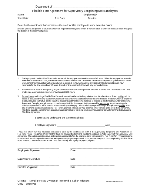 Flexible Time Agreement for Supervisory Bargaining Unit Employees - Alaska Download Pdf