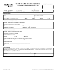 Document preview: Form BEN051 Health Benefits Enrollment/Waiver for Retirees or Benefit Recipients / Tier I - Alaska