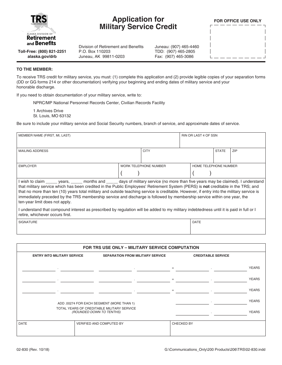 Form 02-830 - Fill Out, Sign Online and Download Fillable PDF, Alaska ...