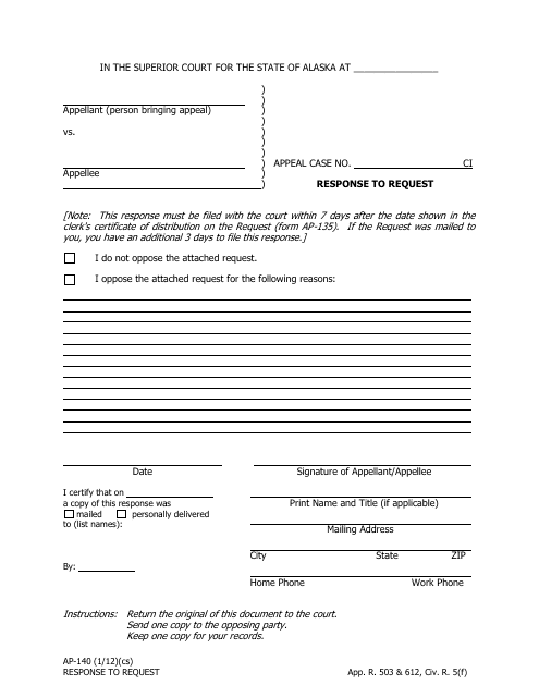 Form AP-140  Printable Pdf