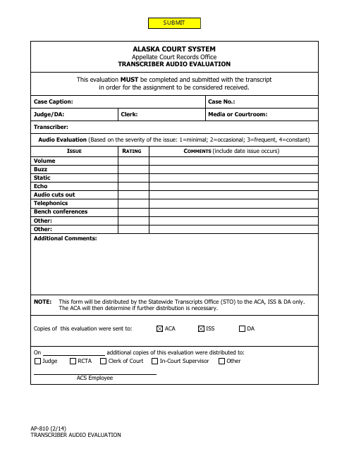 Form AP-810  Printable Pdf