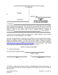 Document preview: Form CIV-100 FBKS Summons and Notice to Both Parties of Judicial Assignment - City of Fairbanks, Alaska