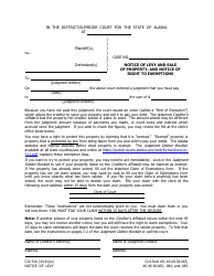 Document preview: Form CIV-510 Notice of Levy and Sale of Property, and Notice of Right to Exemptions - Alaska