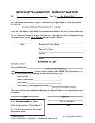 Document preview: Form CIV-556 Notice of Levy by a Court Writ - Government Bank Sweep - Alaska