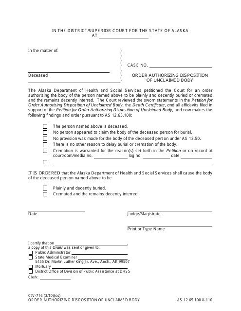 Form CIV-716  Printable Pdf