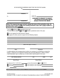 Document preview: Form CIV-759 Response to Request to Modify or Dissolve Stalking/Sexual Assault Protective Order - Alaska