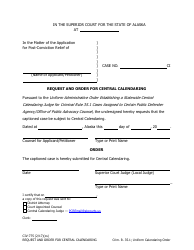 Document preview: Form CIV-775 Request and Order for Central Calendaring - Alaska