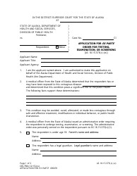 Form CIV-790 Application for Ex Parte Order for Testing, Examination, or Screening - Alaska