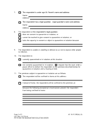Form CIV-794 Petition for Quarantine or Isolation - Alaska, Page 2