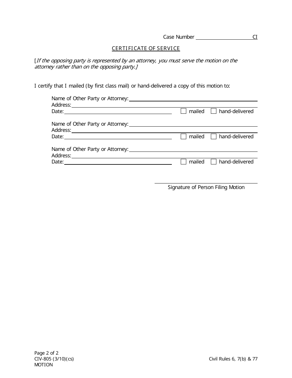 Form CIV-805 Motion - Alaska, Page 2