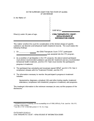 Form CN-530 ANCH Cina Therapeutic Court - HIPAA Release of Information Order - Municipality of Anchorage, Alaska