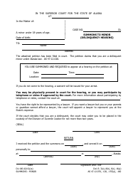 Document preview: Form DL-100 Summons to Minor (Delinquency Hearing) - Alaska