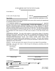 Document preview: Form DL-113 Order Appointing Guardian Ad Litem - Alaska