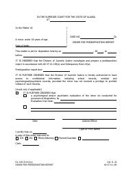 Document preview: Form DL-130 Order for Predisposition Report - Alaska