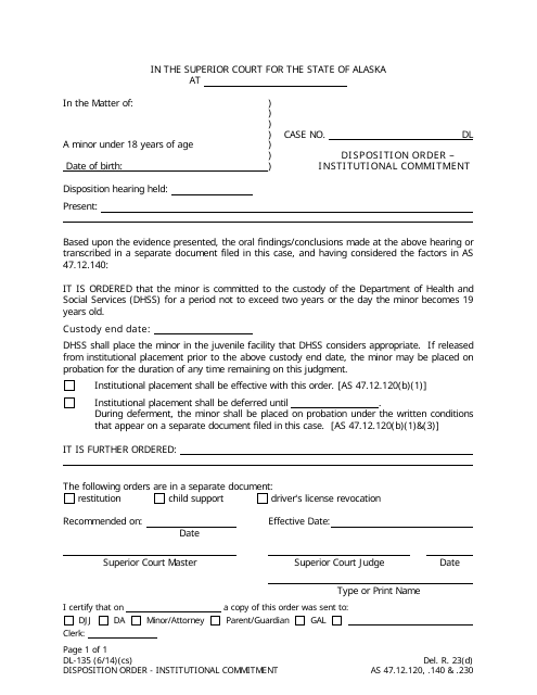 Form DL-135  Printable Pdf