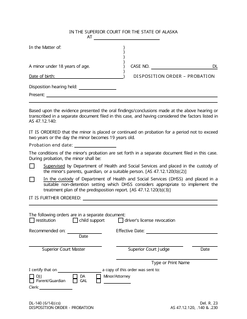 Form DL-140  Printable Pdf