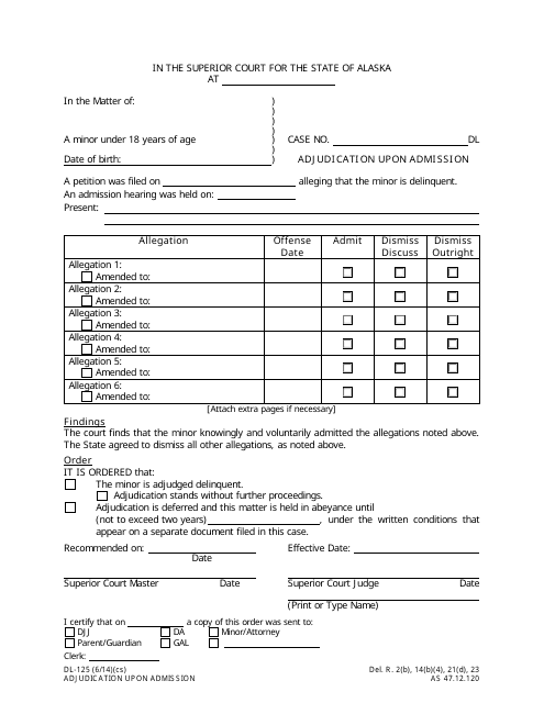 Form DL-125  Printable Pdf