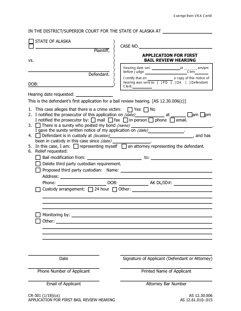 Form CR-301  Printable Pdf
